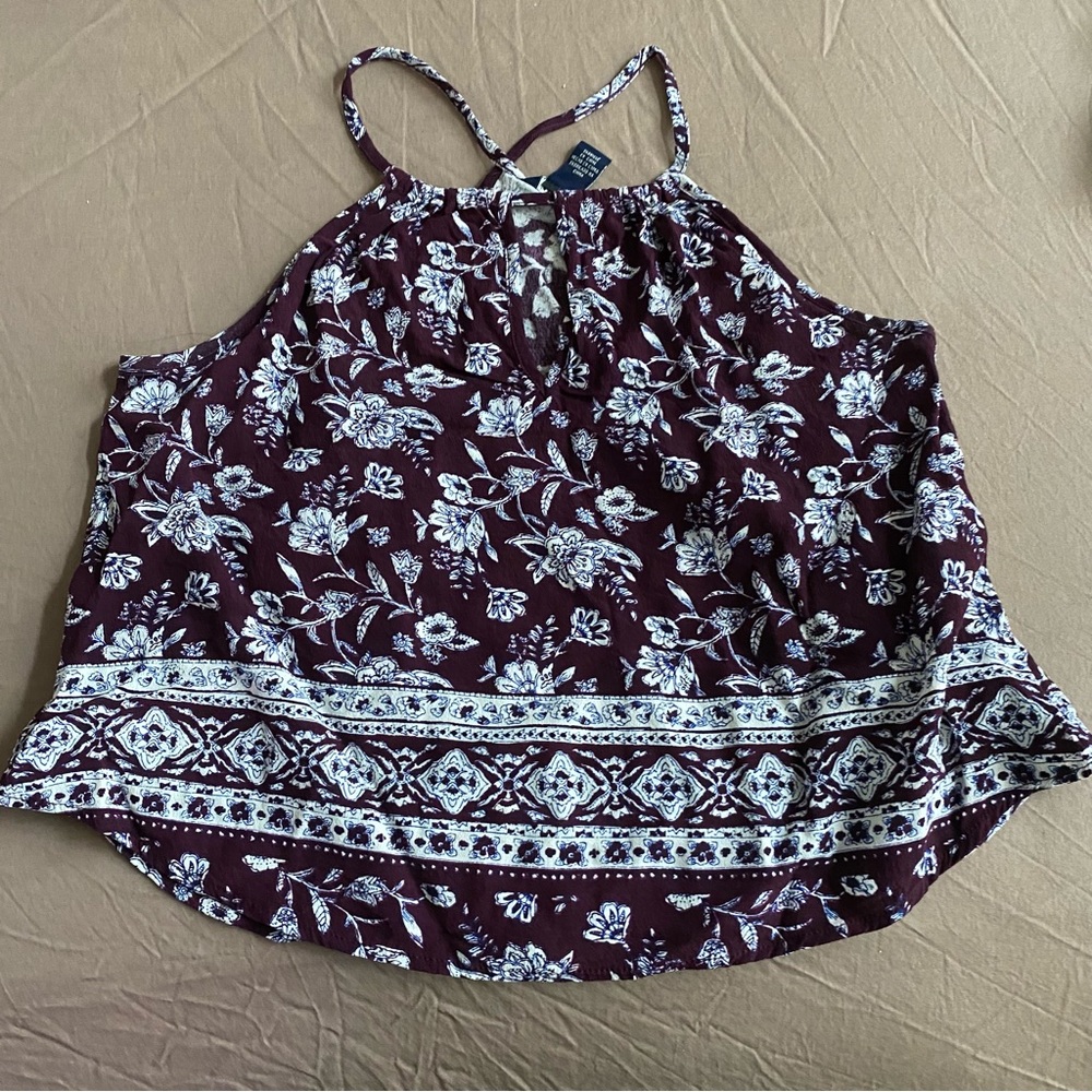 Purple floral tank top medium